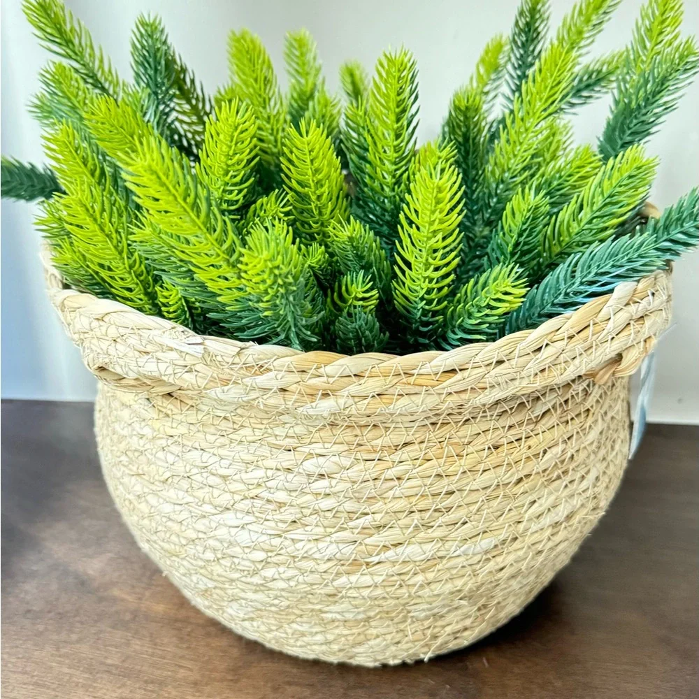 Natural Jute basket with Pine Branches,